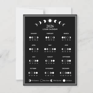 Carte Postale Calendrier de phase lunaire 2026 Cycles lunaires M