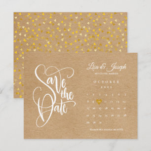 Carte Postale Calendrier de sauvegarde de date Cœur d'Or