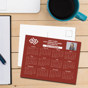 Carte Postale Calendrier d'entreprise personnalisé Rouge 2027