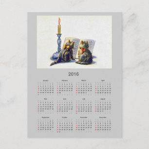 Carte postale Calendrier des chats vintages 2016