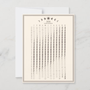 Carte Postale Calendrier des cycles lunaires de la phase lunaire