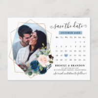 Calendrier floral bleu bleu marine Enregistrer la