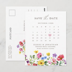 Carte Postale Calendrier floral rustique fleur sauvage Enregistr