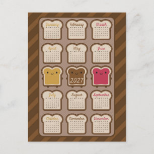 Carte Postale Calendrier Kawaii Bread 2027