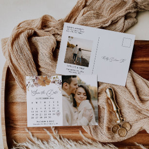 Carte Postale Calendrier mariage de automne Enregistrer la date 