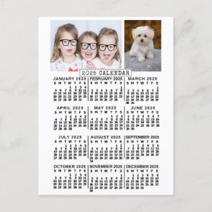 Carte Postale Calendrier mensuel 2025 Année Blanc   Modèle photo
