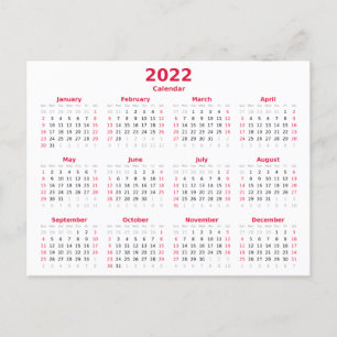 Carte Postale Calendrier mensuel de base 2022