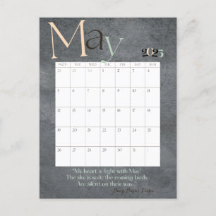 Carte Postale Calendrier mensuel moderne gris 2025