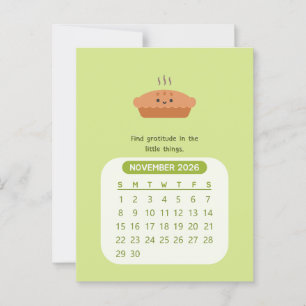 Carte Postale Calendrier mensuel motivant Kawaii de novembre 202
