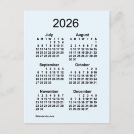 Carte Postale Calendrier mini Alice Blue 6 mois 2026 de Janz