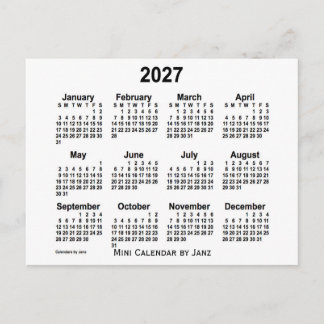 Carte Postale Calendrier mini blanc 2027 de Janz