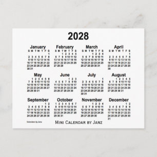Carte Postale Calendrier Mini Blanc 2028 de Janz