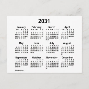 Carte Postale Calendrier Mini Blanc 2031 de Janz