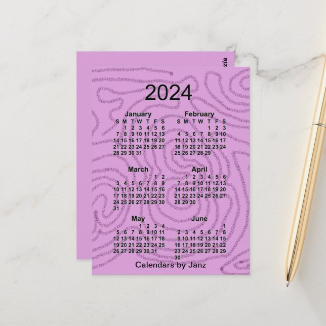 Carte Postale Calendrier mini de 6 mois 2024 Purple Maze de Janz (Devant/Arrière en situation)