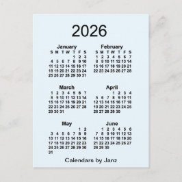 Carte Postale Calendrier mini de 6 mois Alice Blue 2026 par Janz