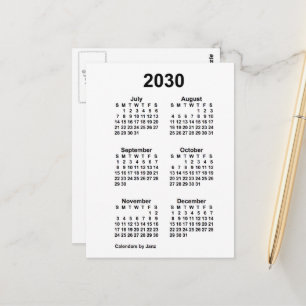 Carte Postale Calendrier mini de 6 mois blanc 2030 de Janz