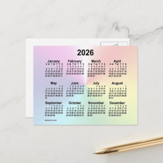 Carte Postale Calendrier mini Nuage arc-en-ciel 2026 de Janz