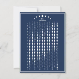 Carte Postale Calendrier minimaliste des cycles lunaires de la p