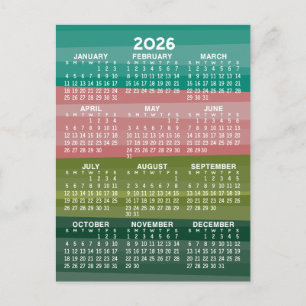 Carte Postale Calendrier - motif à bandes abstrait moderne