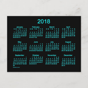 Carte Postale Calendrier Neon Blue Mini 2018 par Janz