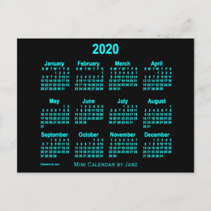 Carte Postale Calendrier Neon Blue Mini 2020 par Janz