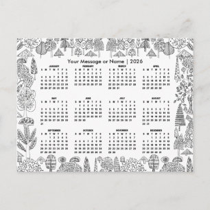 Carte Postale Calendrier personnalisé Arbres de la forêt 2026