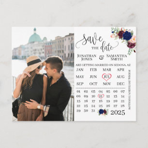 Carte Postale Calendrier photo enregistrer la date Marine burgun