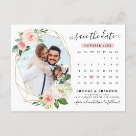 Carte Postale Calendrier photo Pastel Blush Pink Enregistrer la 