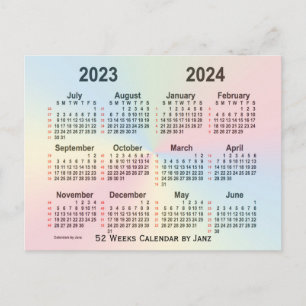 Carte Postale Calendrier Rainbow 52 semaines 2023-2024 par Janz