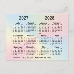 Carte Postale Calendrier Rainbow 52 semaines 2027-2028 par Janz