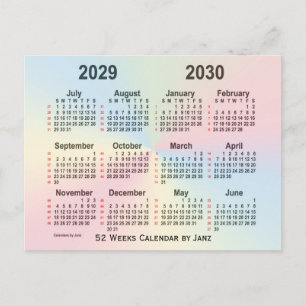 Carte Postale Calendrier Rainbow 52 semaines 2029-2030 par Janz