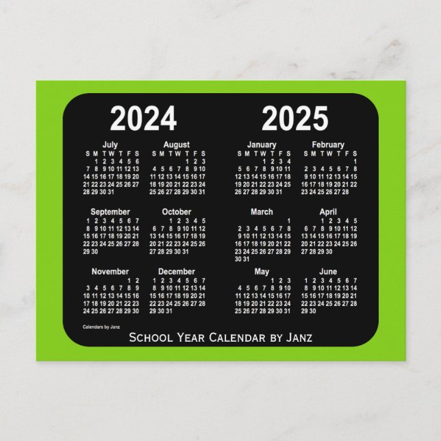 Carte Postale Calendrier scolaire 2024-2025 de Yellowgreen Neon  (Devant)