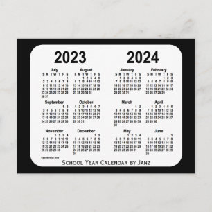 Carte Postale Calendrier scolaire noir et blanc 2023-2024 par Ja