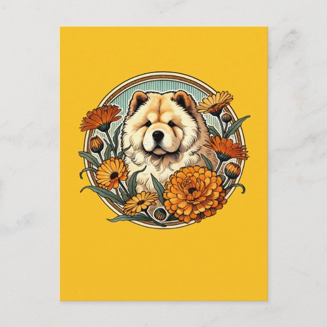 Carte Postale Calendula Chow Chow Chien (Devant)