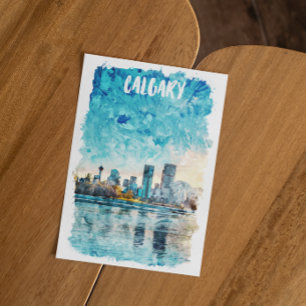 Carte Postale Calgary Alberta Watercolor City View