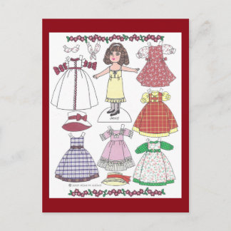 Carte postale Calico Girl Jenny Paper Doll