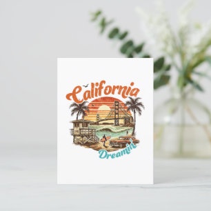 Carte Postale California Dreamin’ - pont côtier, plage