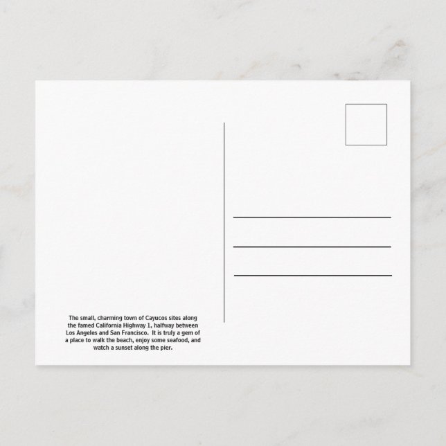 Carte postale California Highway 1 (Dos)