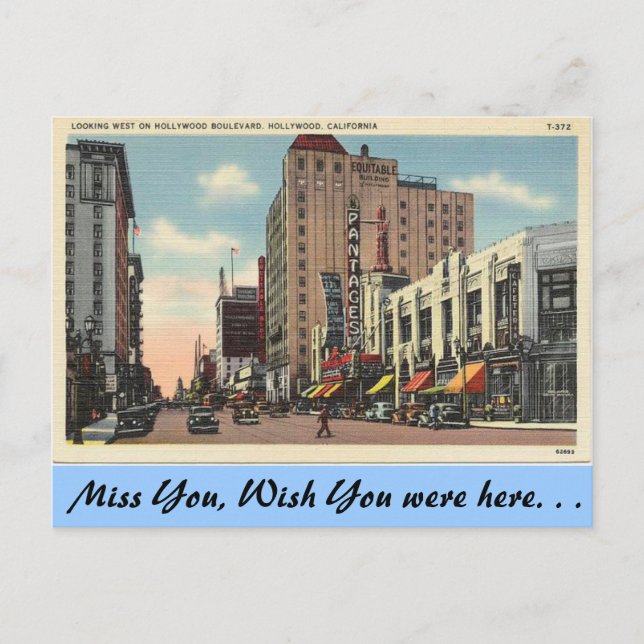 Carte Postale California, Hollywood Boulevard (Devant)