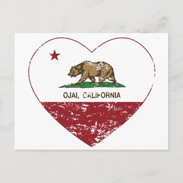 Carte Postale californie drapeau ojai coeur en détresse (Devant)