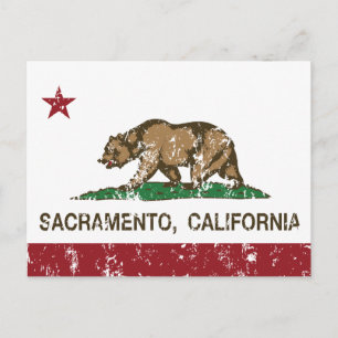 Carte Postale californie drapeau sacramento en détresse