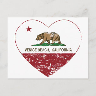 Carte Postale californie drapeau venice plage coeur en détresse