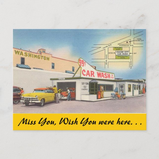 Carte Postale Californie, Lave-auto de Culver City (Devant)