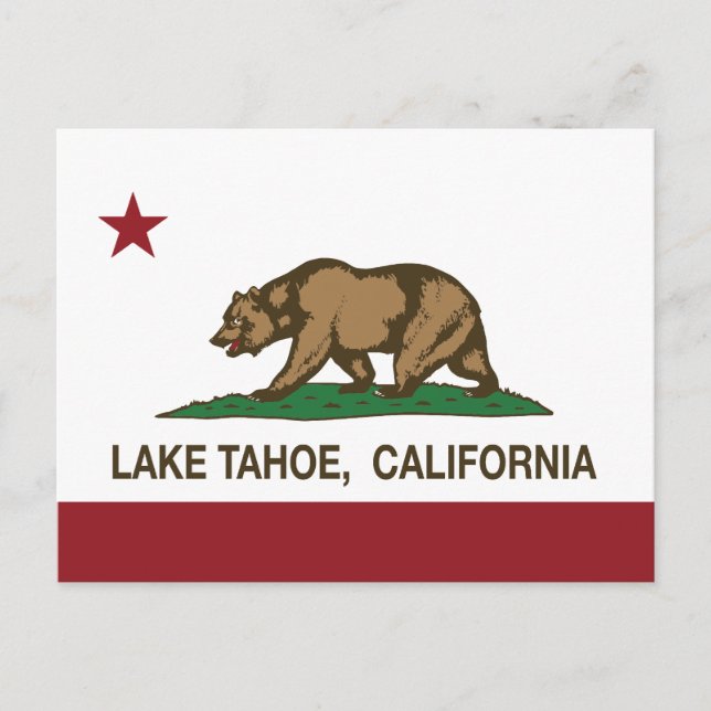 Carte Postale Californie République Drapeau Lac Tahoe (Devant)