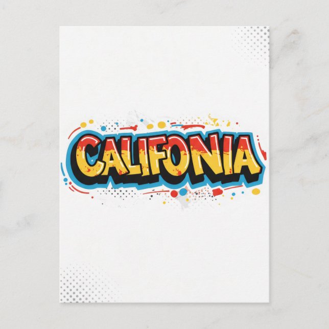 Carte postale californienne - Texte tendance (Devant)