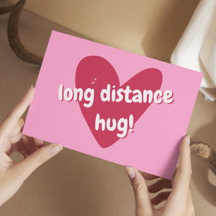 Carte Postale Câlin à distance ! Gros cœur rose
