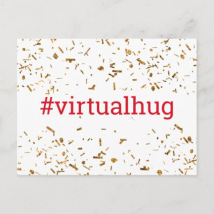 Carte Postale Câlins Virtuels Cerise Rouge Hashtag Faux Confetti