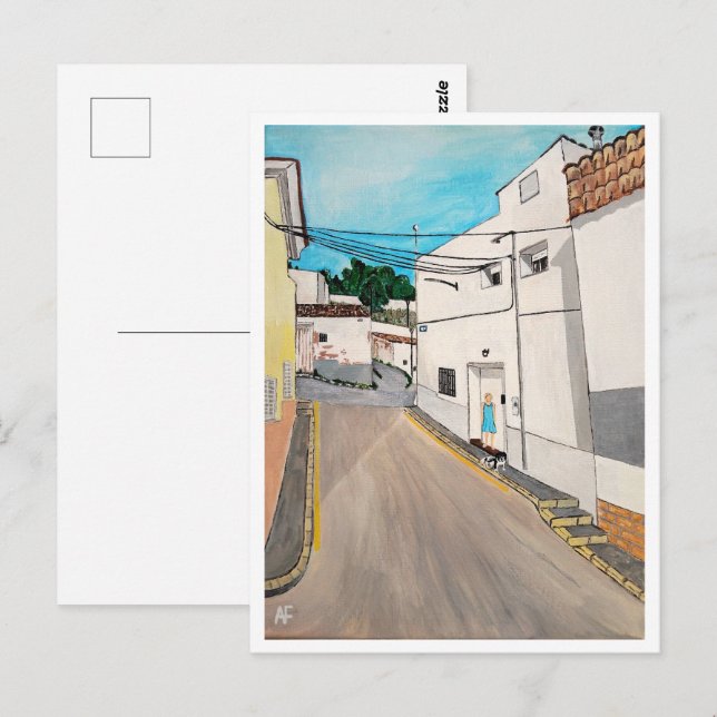 Carte Postale Calle Cabanilles Peinture d'Alfred Fox (Devant / Derrière)