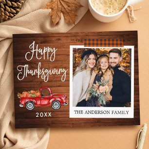 Carte Postale Calliage Plaid Craft Bande Thanksgiving Camion