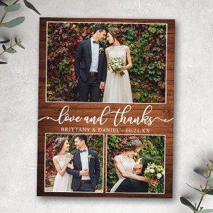 Carte Postale Calligraphie 3 Photo Bois Mariage Remerciement